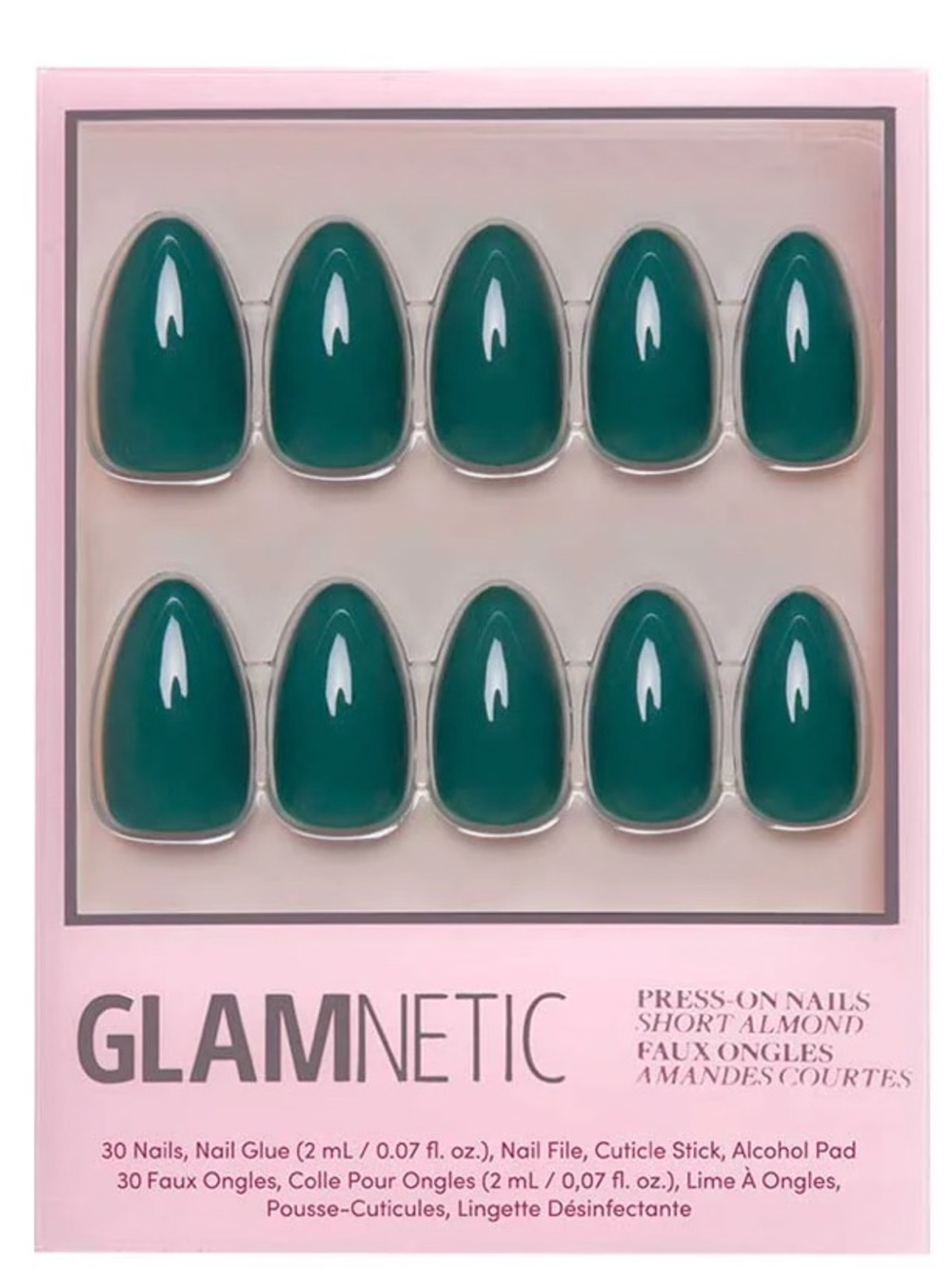 Glamnetic Emerald Green Short Almond Press-On Nails